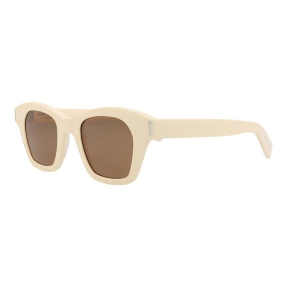 Saint Laurent Unisex Square/Rectangle Ivory Ivory Brown Fashion Designer Eyewear - Picture 1 of 4